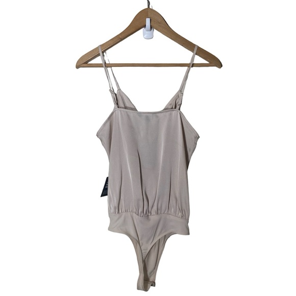 [Express] Faux Wrap Satin Pleated Bodysuit - Picture 5 of 5